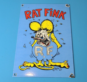 VINTAGE RAT FINK PORCELAIN GAS AUTO ED BIG DADDY ROTH HOT ROD AUTOMOTIVE SIGN 305844408519