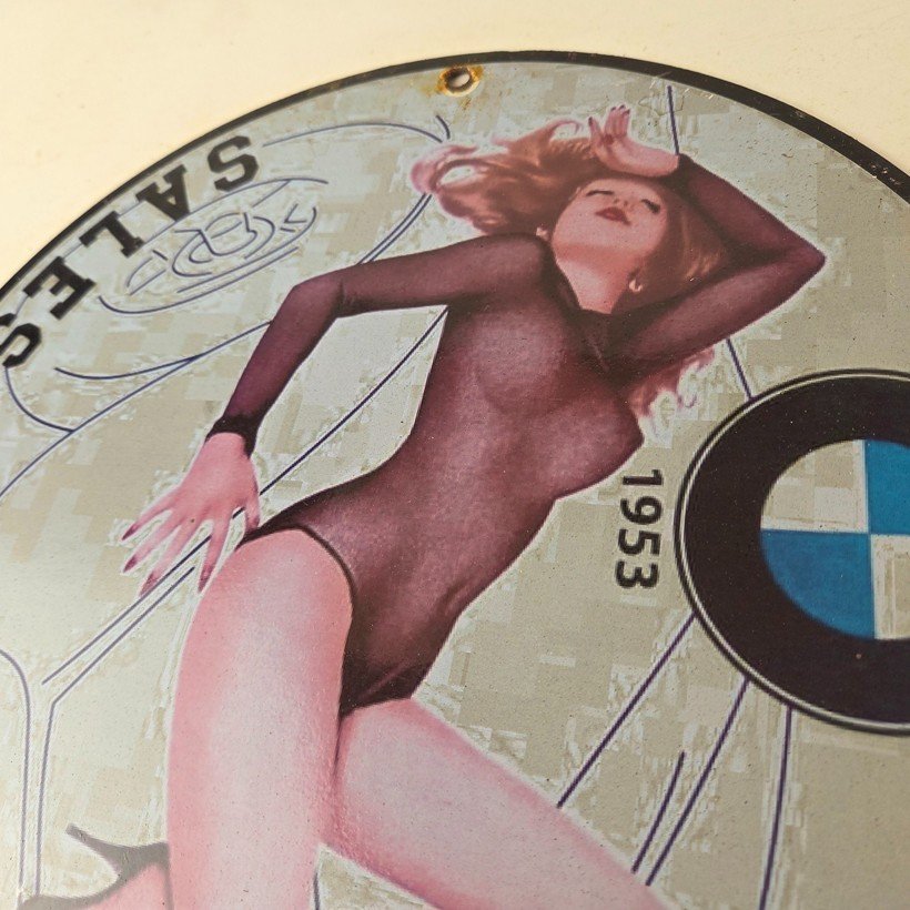 Vintage BMW Sign - Motorcycle Gas Pump Service Auto Porcelain Sign - Image 12
