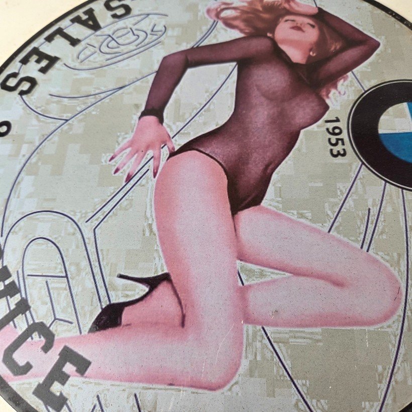 Vintage BMW Sign - Motorcycle Gas Pump Service Auto Porcelain Sign - Image 4