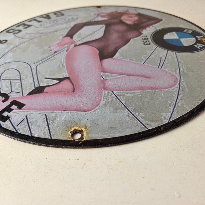 Vintage BMW Sign - Motorcycle Gas Pump Service Auto Porcelain Sign - Image 10