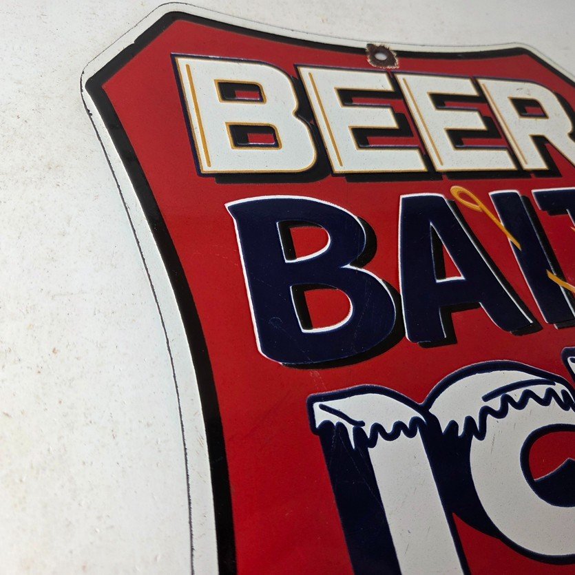 Vintage Beer Bait ICE Ammo Porcelain Sign - Bait Shop Gas Station Sign - Image 5