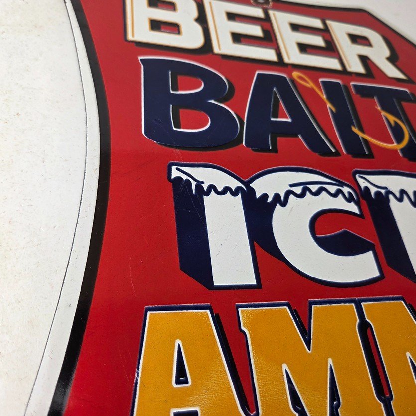 Vintage Beer Bait ICE Ammo Porcelain Sign - Bait Shop Gas Station Sign - Image 6