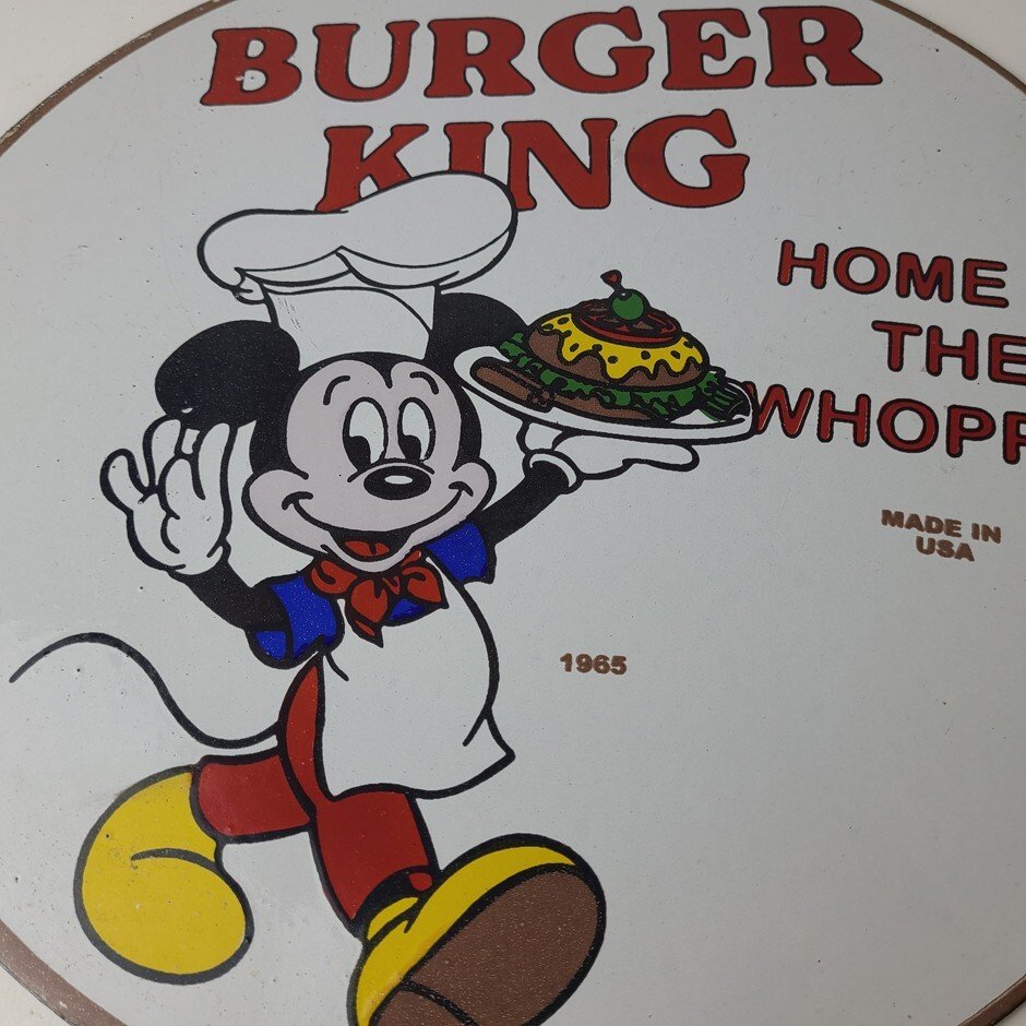 Vintage Burger King Porcelain - Fast Food Burgers Diner Drive Thru Gas Pump Sign - Image 12