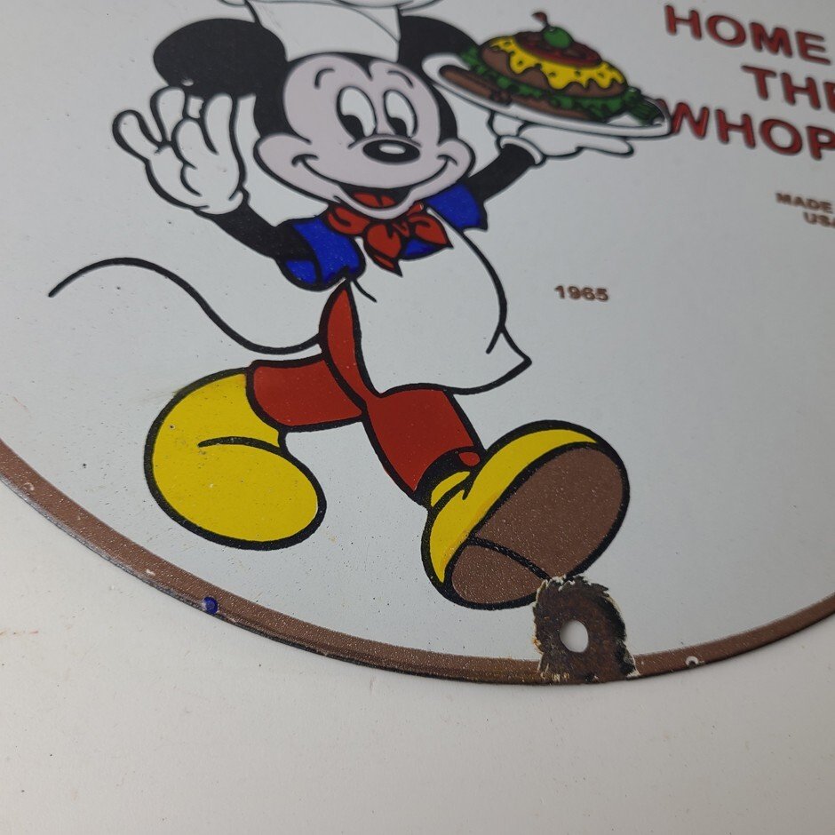 Vintage Burger King Porcelain - Fast Food Burgers Diner Drive Thru Gas Pump Sign - Image 7