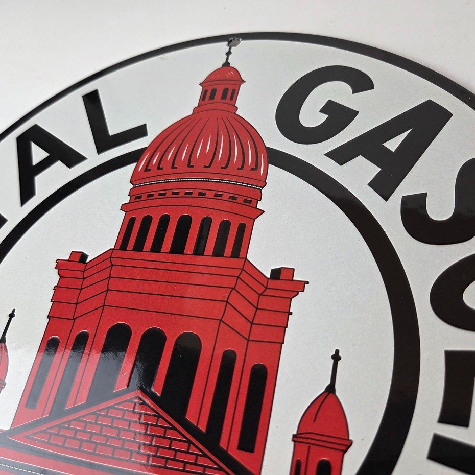 Vintage Capital Gasoline Sign - Gas Motor Oil Pump Plate Porcelain Sign - Image 12