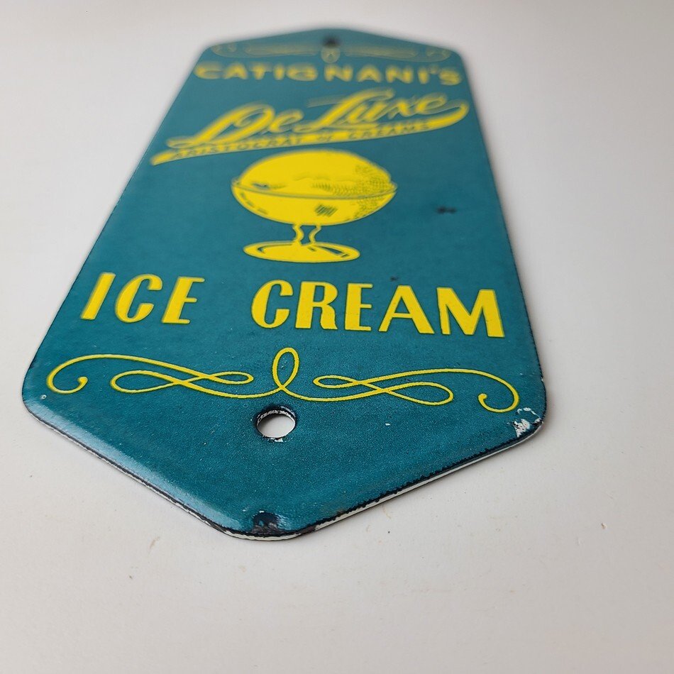 Vintage Catignani's Ice Cream Porcelain Sign - Dairy Milk Service Gas Pump Sign - Image 11