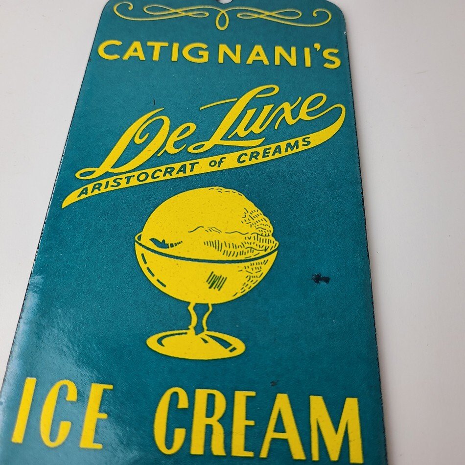 Vintage Catignani's Ice Cream Porcelain Sign - Dairy Milk Service Gas Pump Sign - Image 12