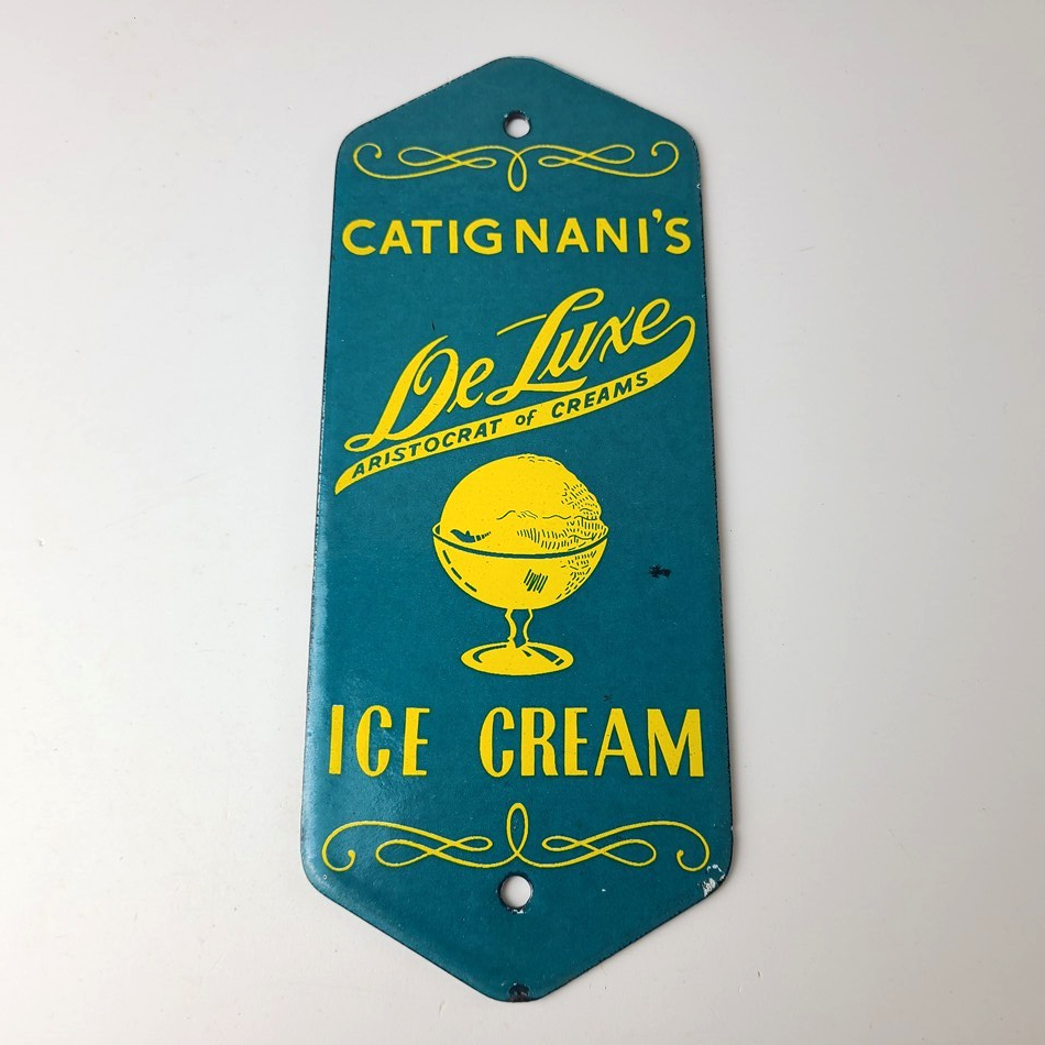 Vintage Catignani's Ice Cream Porcelain Sign - Dairy Milk Service Gas Pump Sign - Image 13