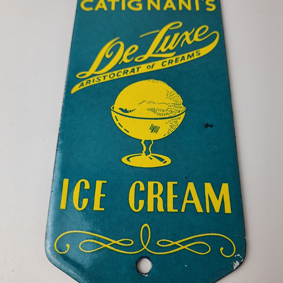 Vintage Catignani's Ice Cream Porcelain Sign - Dairy Milk Service Gas Pump Sign - Image 4