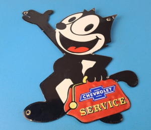 Vintage Chevrolet Porcelain Sign Chevy Felix The Cat Service Gas Service Sign 305884733639