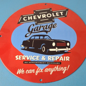 Vintage Chevrolet Sign - Garage Automobile Motors Repairs Porcelain Sign
