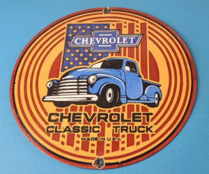 Vintage Chevrolet Trucks Sign Porcelain Bow Tie Classic Pickup Gas Pump Sign 305905699069