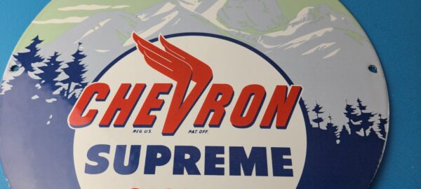 Vintage Chevron Gasoline Sign West Supreme Gas Pump Service Porcelain Sign 305557340049 3