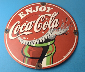 Vintage Coca Cola Porcelain Sign Advertising Bottle Cap Soda Diner Sign 305870746329