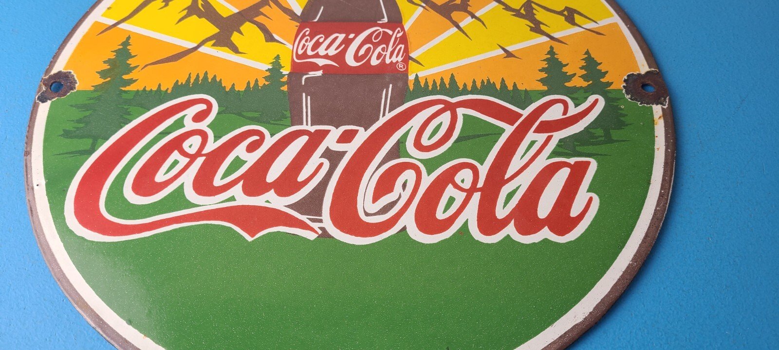 Vintage Coca Cola Porcelain Sign - Shop Soda Bottles Gas Pump Service Sign - Image 12