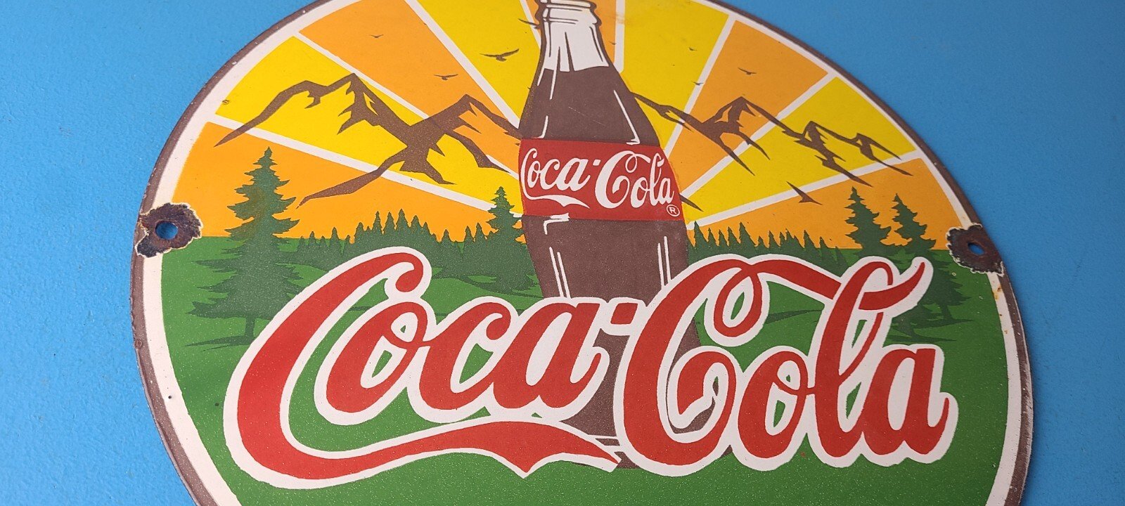 Vintage Coca Cola Porcelain Sign - Shop Soda Bottles Gas Pump Service Sign - Image 6