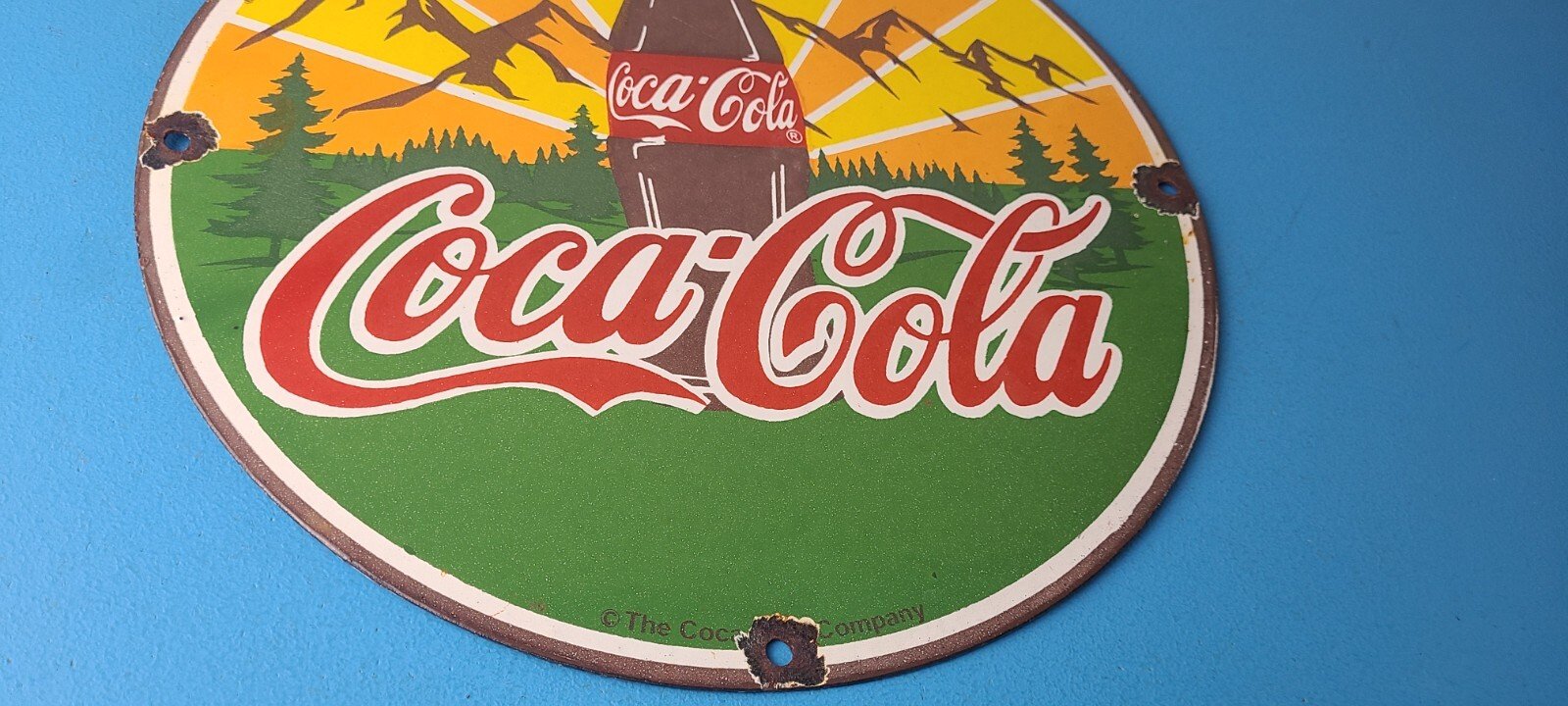 Vintage Coca Cola Porcelain Sign - Shop Soda Bottles Gas Pump Service Sign - Image 7