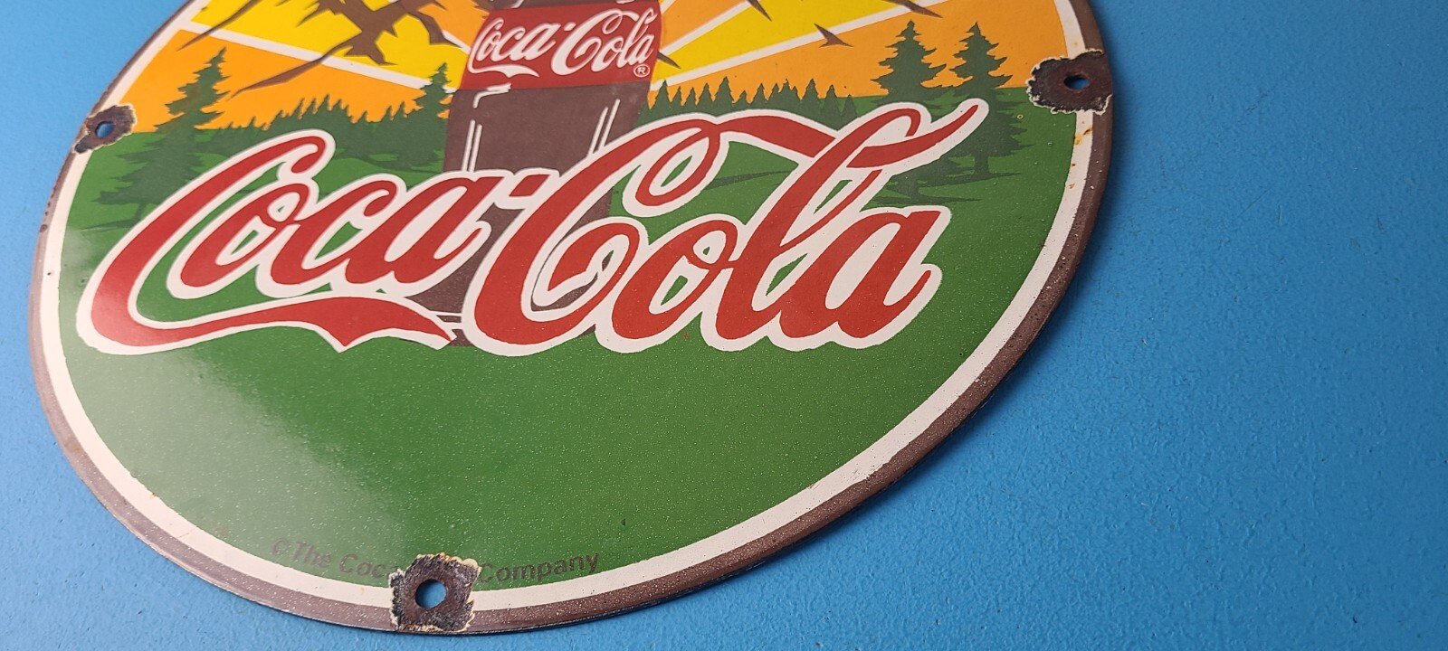 Vintage Coca Cola Porcelain Sign - Shop Soda Bottles Gas Pump Service Sign - Image 10