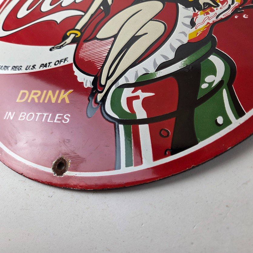 Vintage Coca Cola Sign - Betty Boop Bottle Gas Pump Porcelain Ad Sign - Image 14
