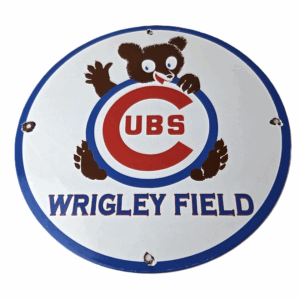 Vintage Cubs Wrigley Field Sign - MLB Baseball Stadium Porcelain Gas Sign