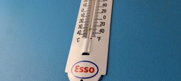 Vintage Esso Gas Sign Service Station Pump Ad Sign on Porcelain Thermometer 305889904179 8