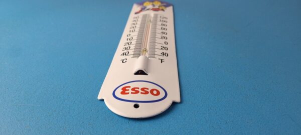 Vintage Esso Gas Sign Service Station Pump Ad Sign on Porcelain Thermometer 305889904179 9