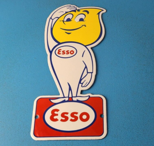 Vintage Esso Gasoline Porcelain Sign Oil Drop Gas Service Station Auto Sign 305874268849