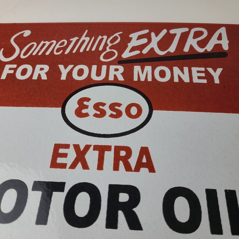 Vintage Esso Gasoline Sign - Extra Gas Service Pump Advertisement Porcelain Sign - Image 12
