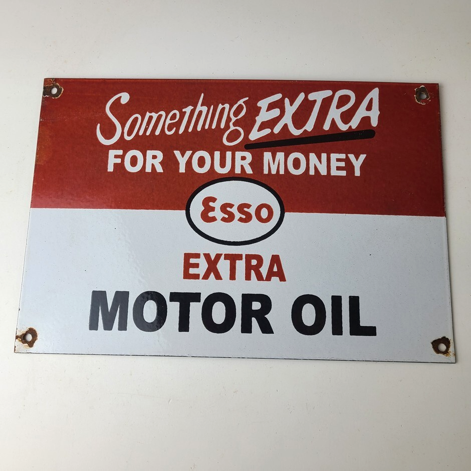 Vintage Esso Gasoline Sign - Extra Gas Service Pump Advertisement Porcelain Sign - Image 13