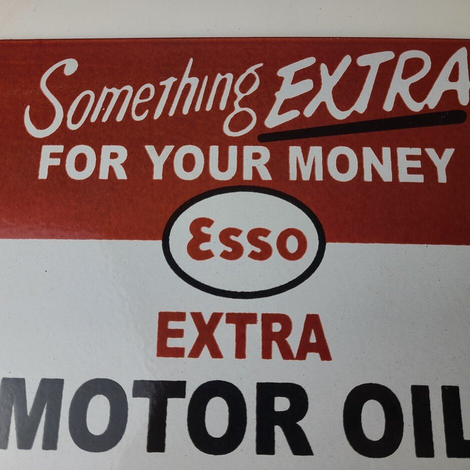Vintage Esso Gasoline Sign - Extra Gas Service Pump Advertisement Porcelain Sign - Image 3