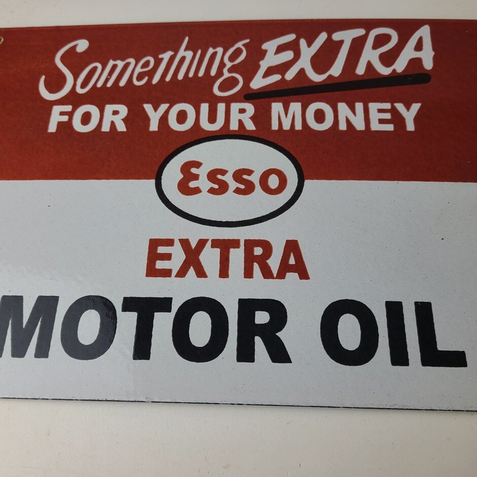 Vintage Esso Gasoline Sign - Extra Gas Service Pump Advertisement Porcelain Sign - Image 4