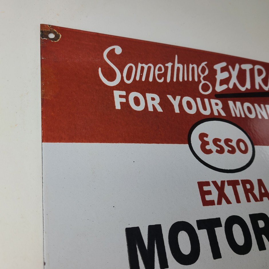 Vintage Esso Gasoline Sign - Extra Gas Service Pump Advertisement Porcelain Sign - Image 5