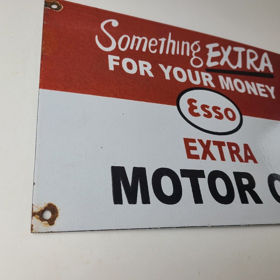 Vintage Esso Gasoline Sign - Extra Gas Service Pump Advertisement Porcelain Sign - Image 6