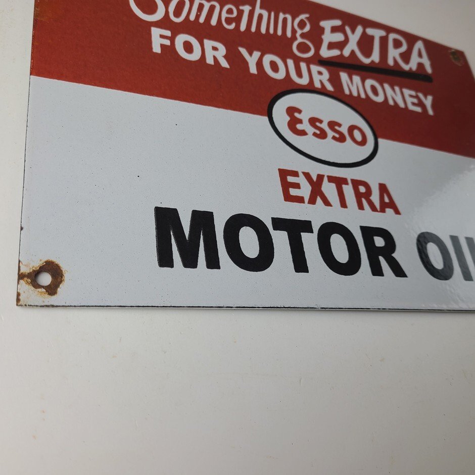 Vintage Esso Gasoline Sign - Extra Gas Service Pump Advertisement Porcelain Sign - Image 7