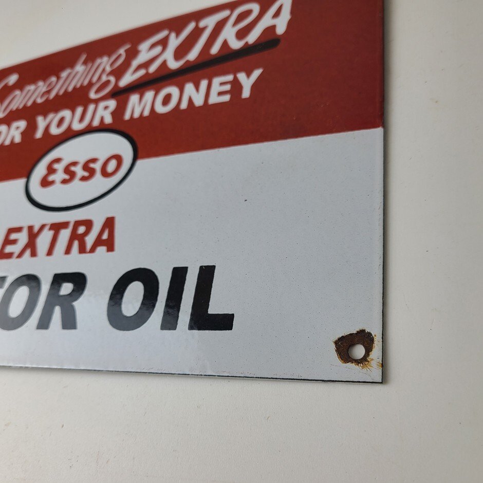 Vintage Esso Gasoline Sign - Extra Gas Service Pump Advertisement Porcelain Sign - Image 10