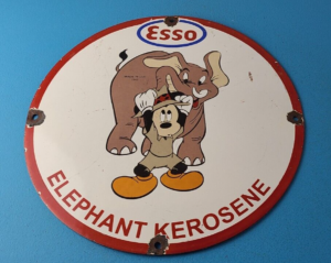 Vintage Esso Gasoline Sign Mickey Mouse Gas Service Station Porcelain Sign 305859379909