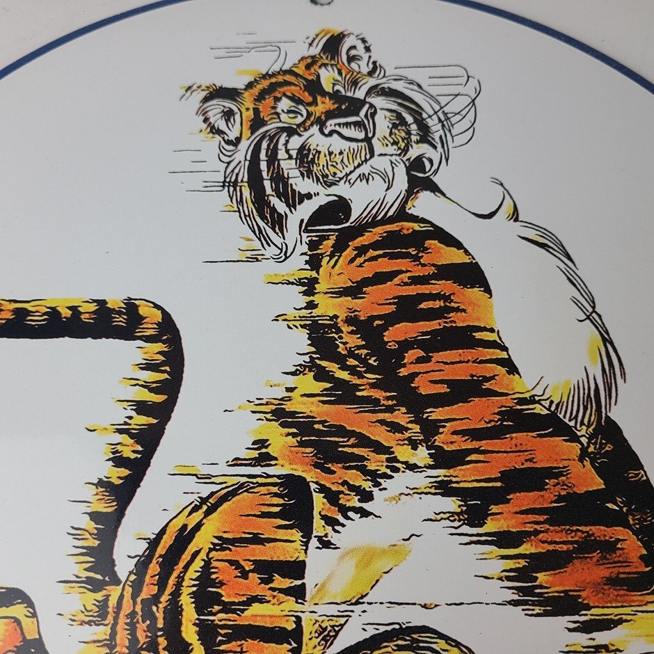 Vintage Esso Gasoline Sign - Tiger Gas Service Station Auto Tank Porcelain Sign - Image 3