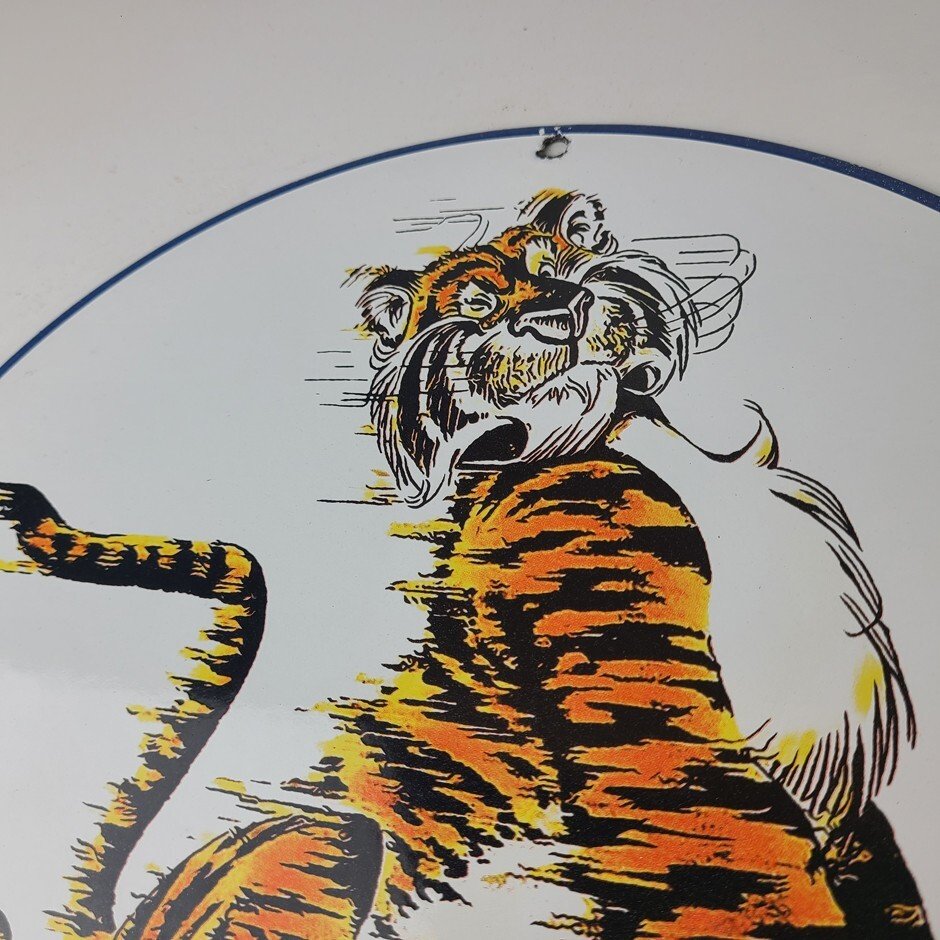 Vintage Esso Gasoline Sign - Tiger Gas Service Station Auto Tank Porcelain Sign - Image 8