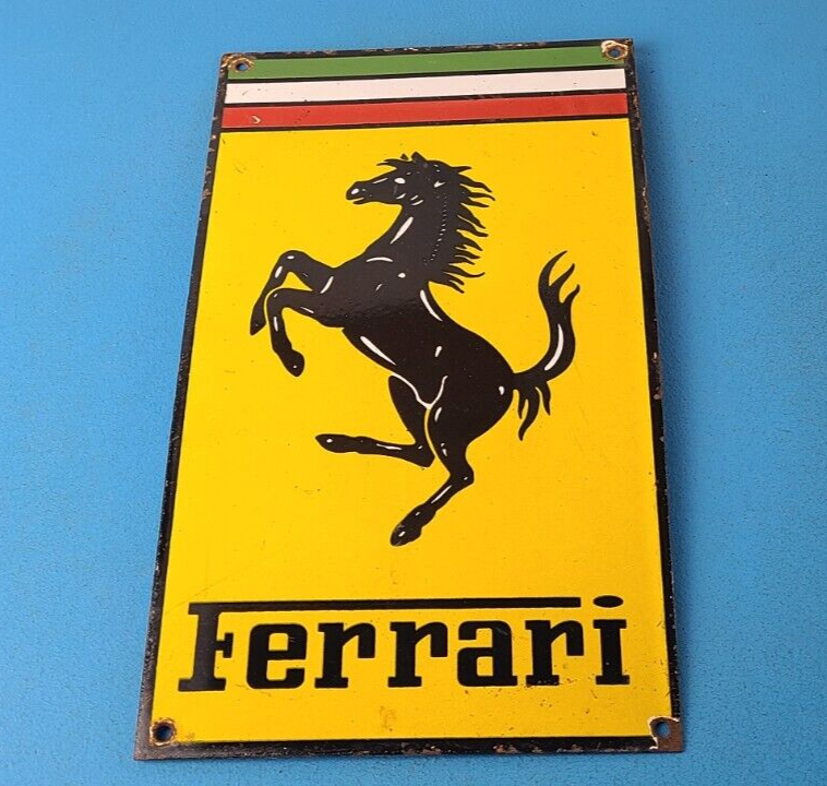 Vintage Ferrari Sign Italian Racing Porcelain Auto Gas Pump Sign 306070998459