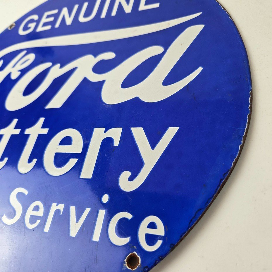 Vintage Ford Battery Sign - Gas Motor Oil Pump Automotive Service Porcelain Sign - Image 13