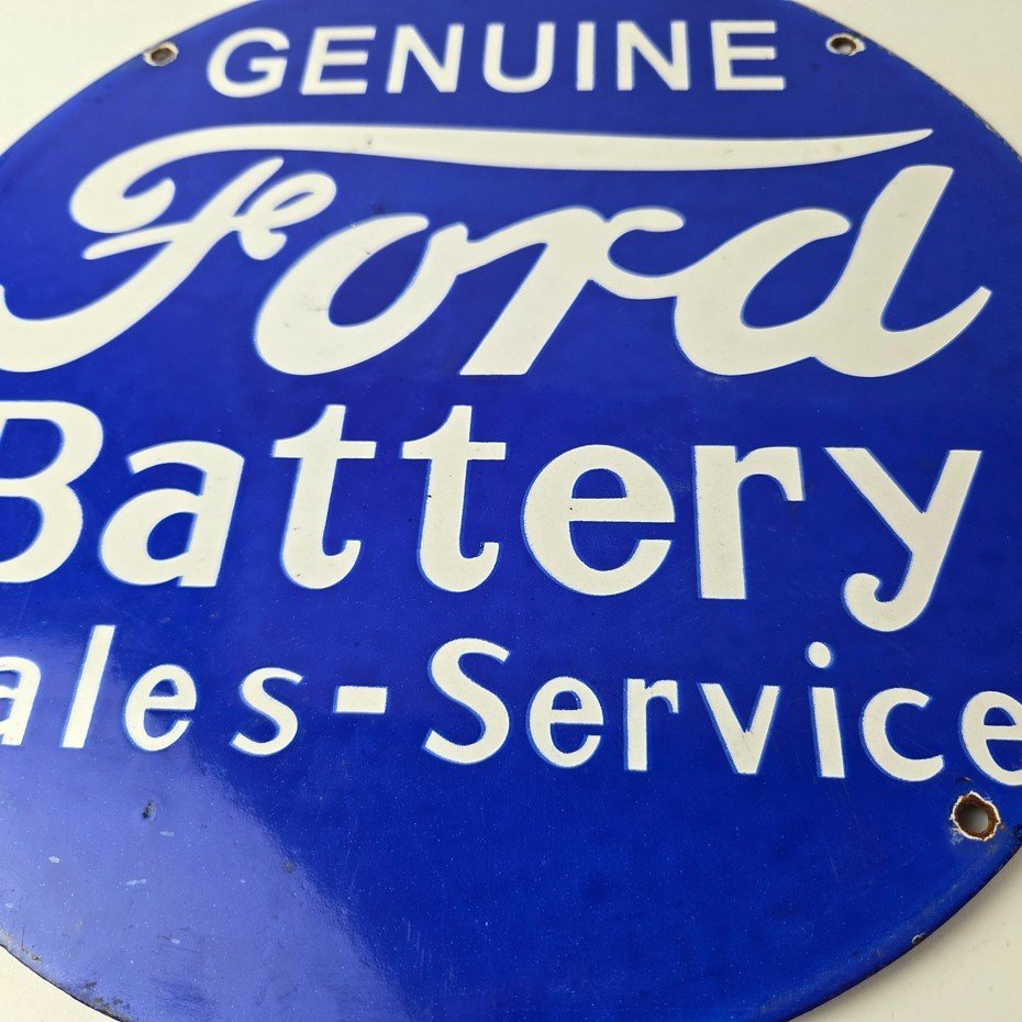 Vintage Ford Battery Sign - Gas Motor Oil Pump Automotive Service Porcelain Sign - Image 4