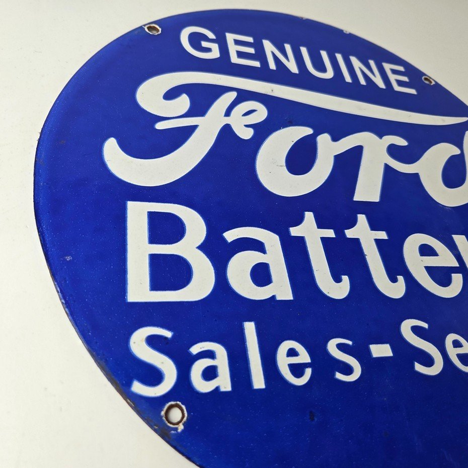 Vintage Ford Battery Sign - Gas Motor Oil Pump Automotive Service Porcelain Sign - Image 6