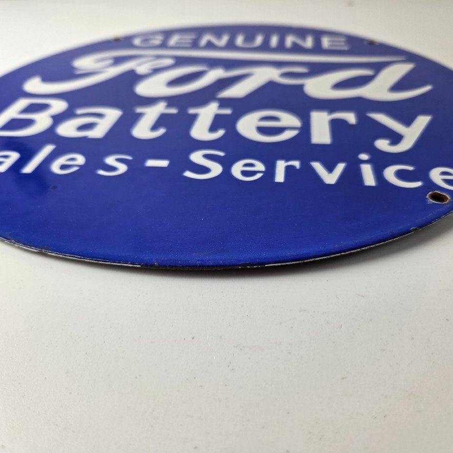 Vintage Ford Battery Sign - Gas Motor Oil Pump Automotive Service Porcelain Sign - Image 8