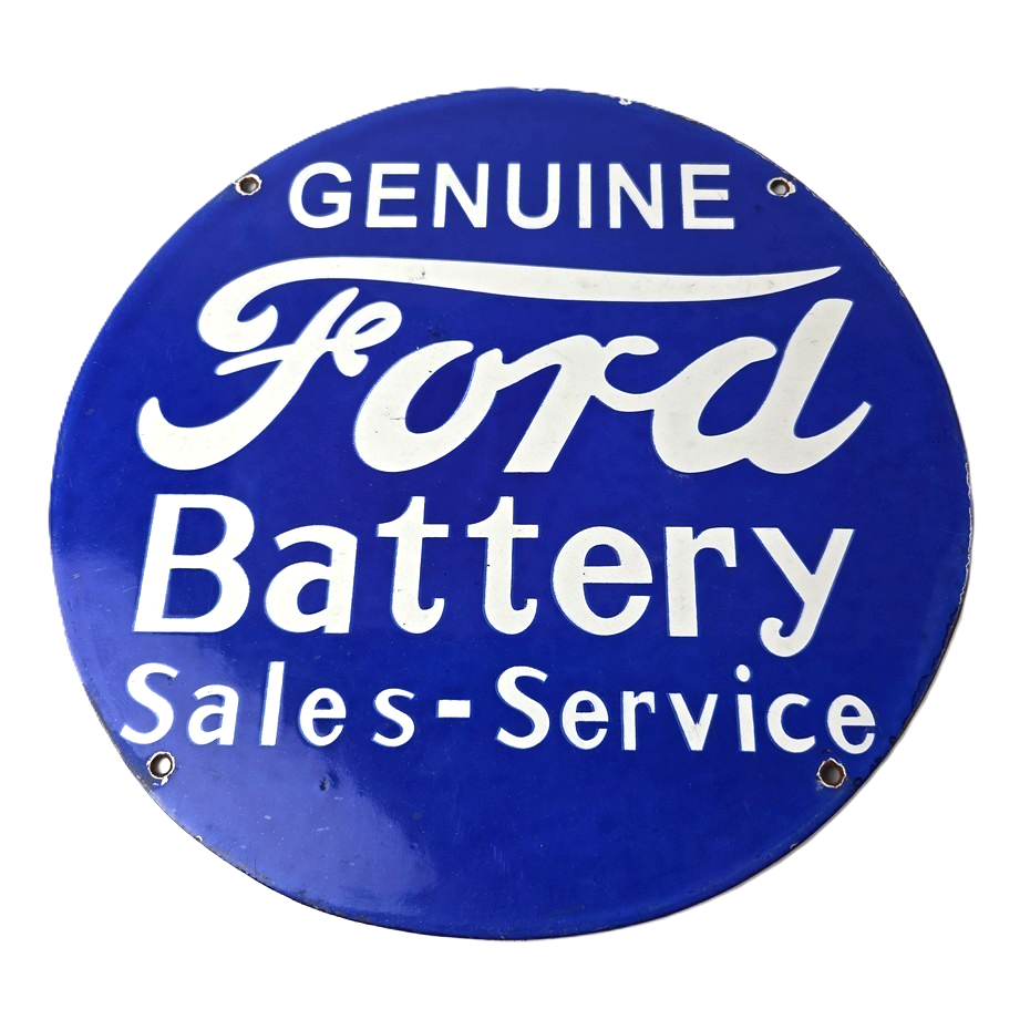 Vintage Ford Battery Sign - Gas Motor Oil Pump Automotive Service Porcelain Sign
