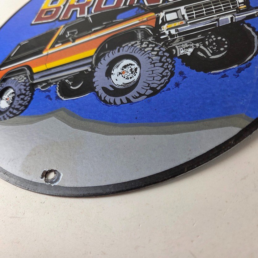 Vintage Ford Motors Porcelain Sign - 78' Bronco Sunset Porcelain Auto Sign - Image 14