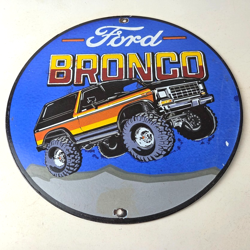 Vintage Ford Motors Porcelain Sign - 78' Bronco Sunset Porcelain Auto Sign - Image 15