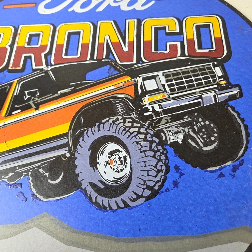 Vintage Ford Motors Porcelain Sign - 78' Bronco Sunset Porcelain Auto Sign - Image 3