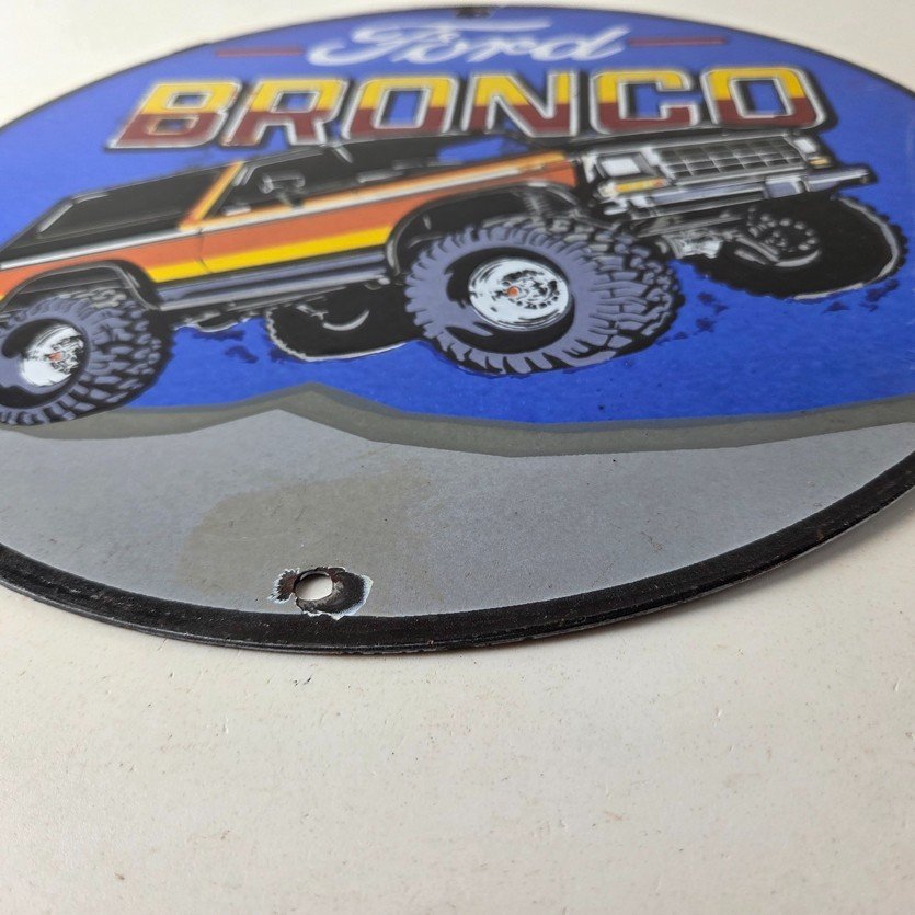 Vintage Ford Motors Porcelain Sign - 78' Bronco Sunset Porcelain Auto Sign - Image 10
