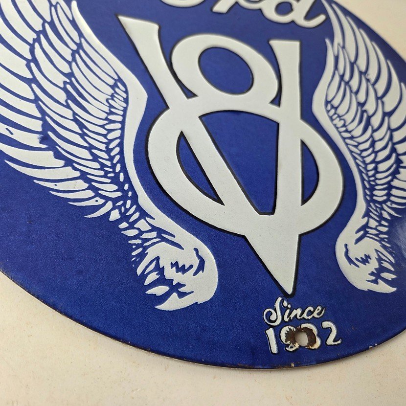 Vintage Ford Motors Sign - Classic V8 Garage Gas Pump Automotive Porcelain Sign - Image 11