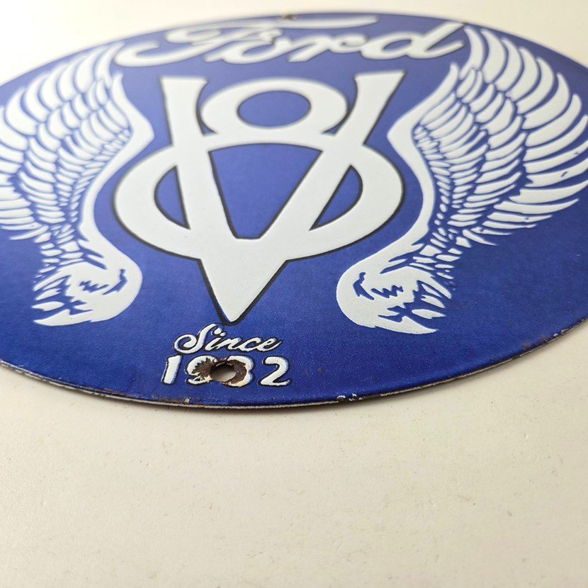 Vintage Ford Motors Sign - Classic V8 Garage Gas Pump Automotive Porcelain Sign - Image 10